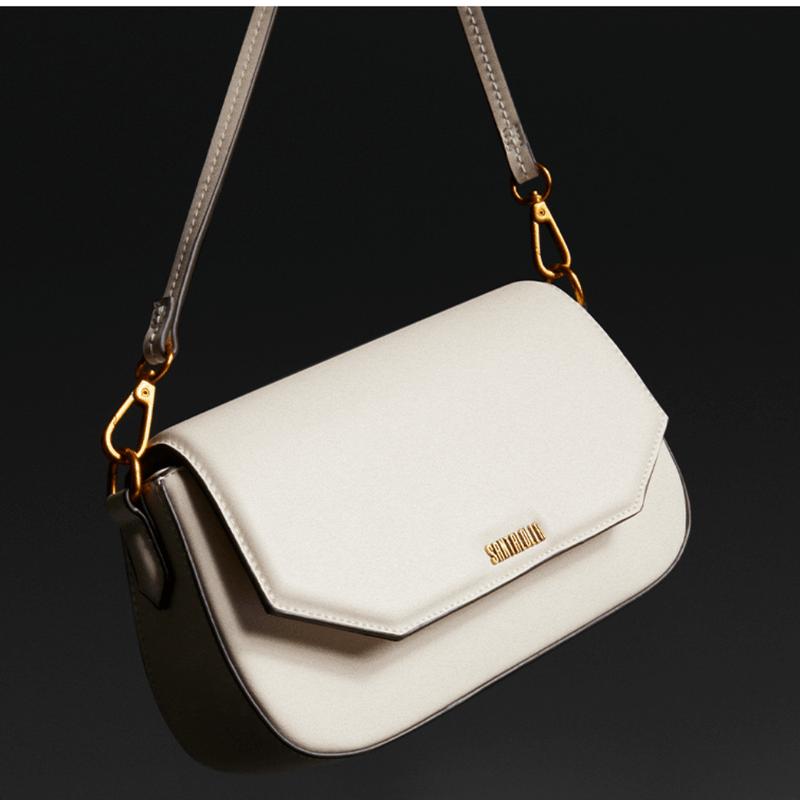 Bolsa Baguete Média Soft Off White Alça Ombro -
