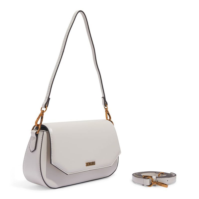 Bolsa Baguete Média Soft Off White Alça Ombro -