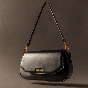Bolsa Baguete Média Soft Preta Alça Ombro -