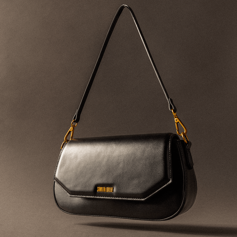 Bolsa Baguete Média Soft Preta Alça Ombro -