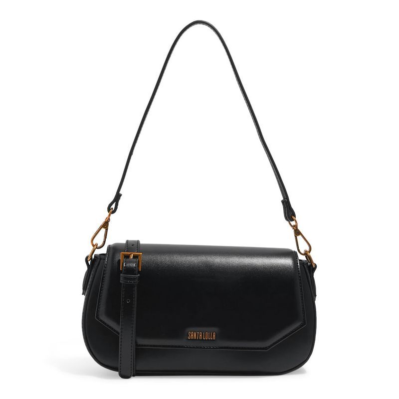 Bolsa Baguete Média Soft Preta Alça Ombro -