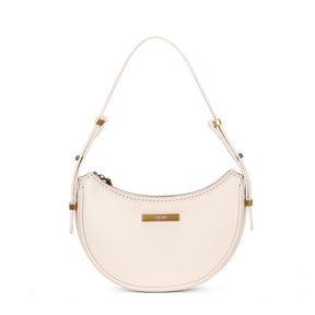 Bolsa Baguete Meia Lua Off White Soft Alça De Ombro -
