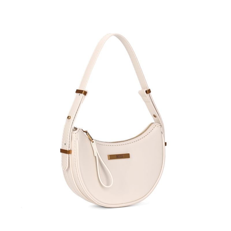 Bolsa Baguete Meia Lua Off White Soft Alça De Ombro -