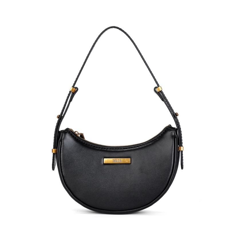 Bolsa Baguete Meia Lua Soft Preto Alça De Ombro -