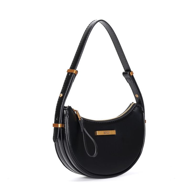 Bolsa Baguete Meia Lua Soft Preto Alça De Ombro -
