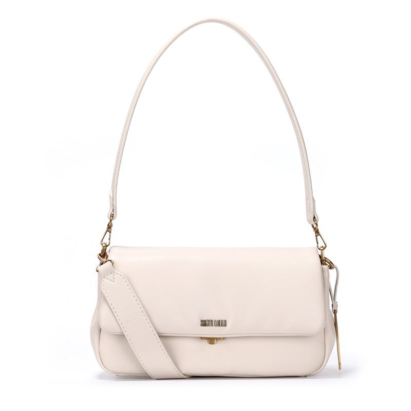 Bolsa Baguete Soft Média Off White Alça Dupla -