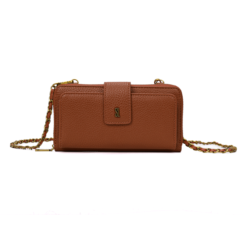 Bolsa Carteira Soft Preta Alça De Ombro Corrente -