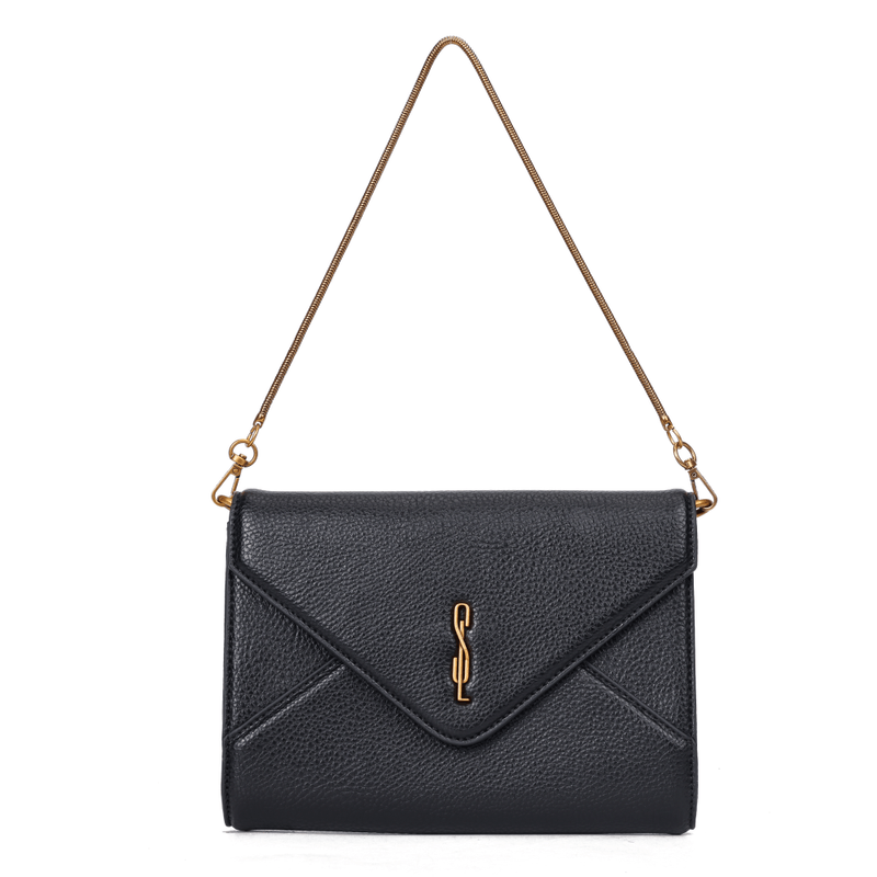 Bolsa Clutch Envelope Floater Preta Alça De Mão -