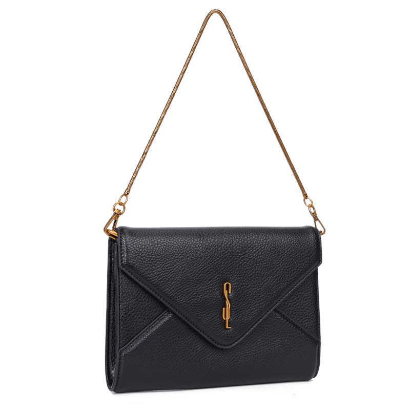 Bolsa Clutch Envelope Floater Preta Alça De Mão -