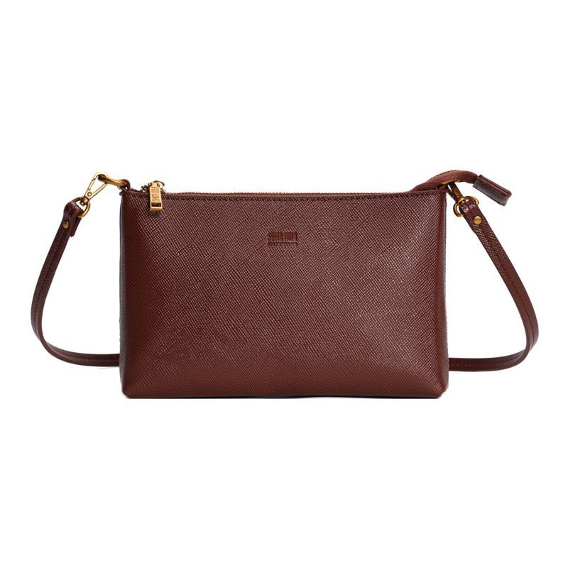 Bolsa Clutch Risco Marrom Alça Transversal -