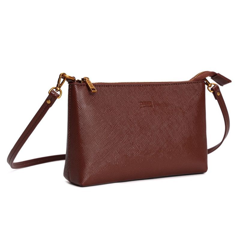 Bolsa Clutch Risco Marrom Alça Transversal -
