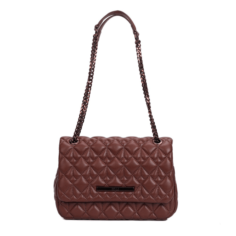 Bolsa Marrom Cocoa Soft Matelassê Alça De Ombro Corrente -