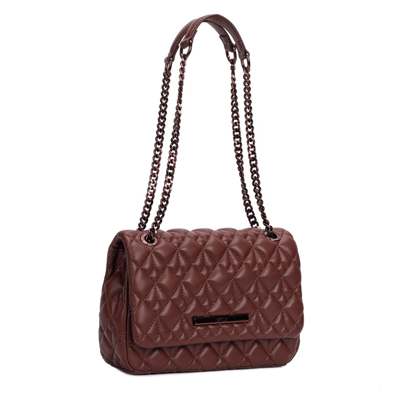 Bolsa Marrom Cocoa Soft Matelassê Alça De Ombro Corrente -