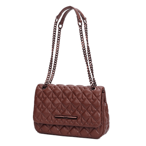 Bolsa Marrom Cocoa Soft Matelassê Alça De Ombro Corrente -