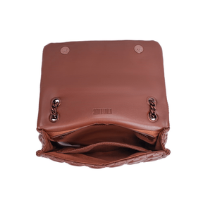 Bolsa Marrom Cocoa Soft Matelassê Alça De Ombro Corrente -