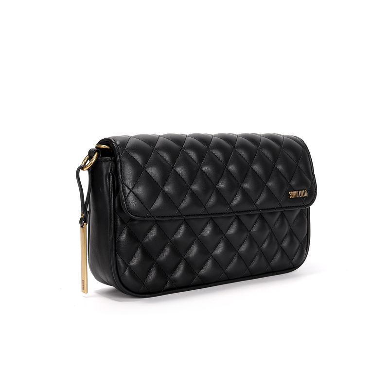 Bolsa Matelassê Soft Preta Alça Transversal Corrente -