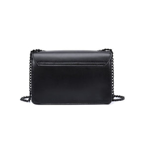 Bolsa Pequena Soft Preta Alça Transversal Corrente -