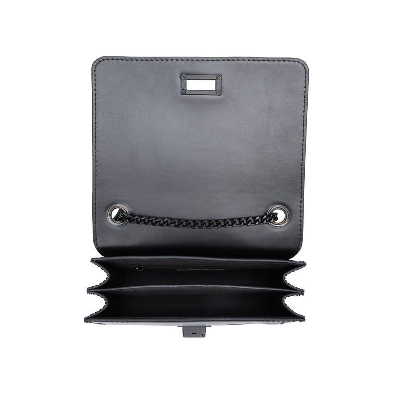 Bolsa Pequena Soft Preta Alça Transversal Corrente -