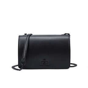 Bolsa Pequena Soft Preta Alça Transversal Corrente -