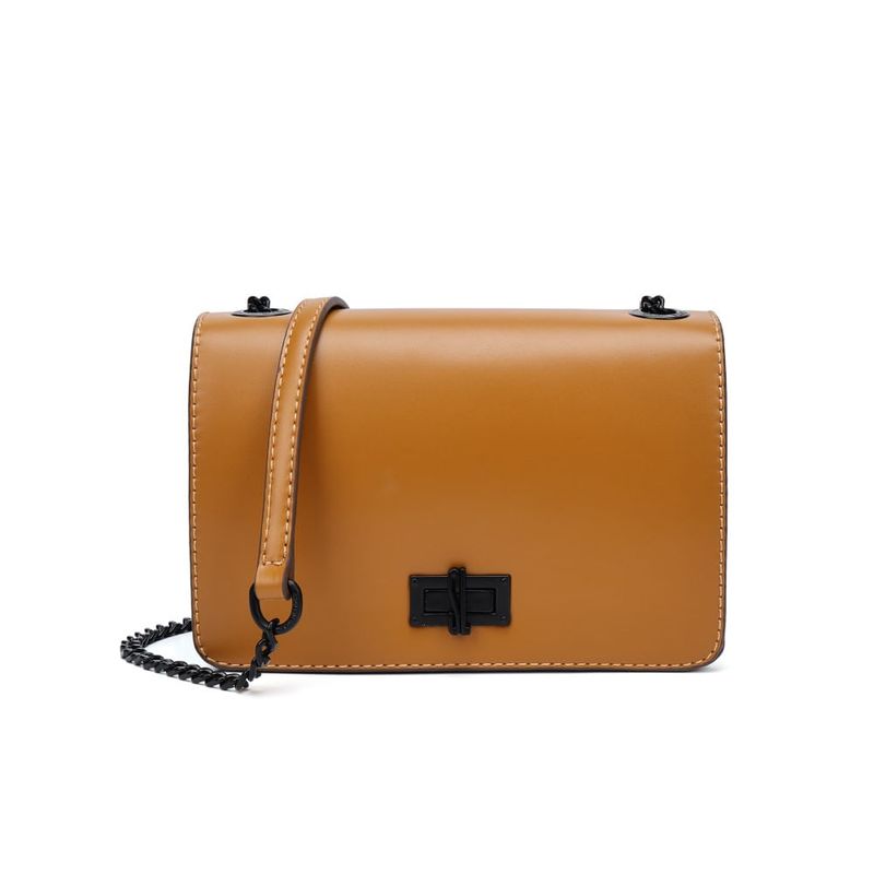 Bolsa Pequena Soft Preta Alça Transversal Corrente -