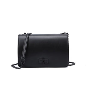 Bolsa Pequena Soft Preta Alça Transversal Corrente -