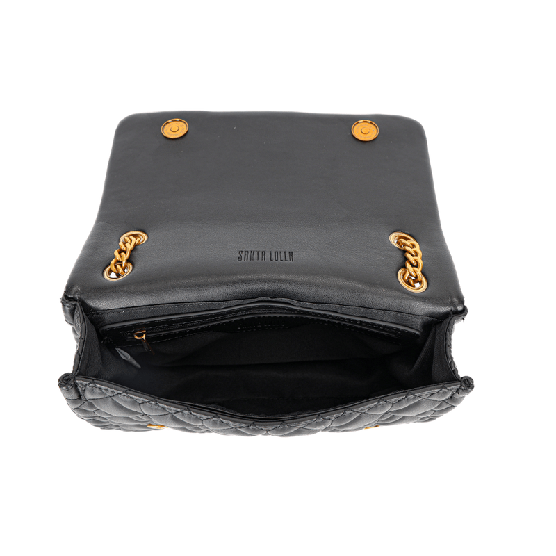Bolsa Preta Soft Matelassê Alça De Ombro Corrente -