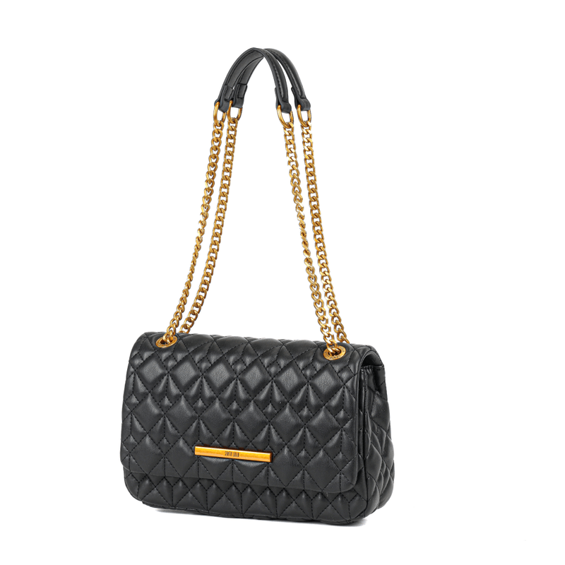 Bolsa Preta Soft Matelassê Alça De Ombro Corrente -