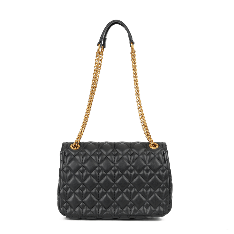 Bolsa Preta Soft Matelassê Alça De Ombro Corrente -