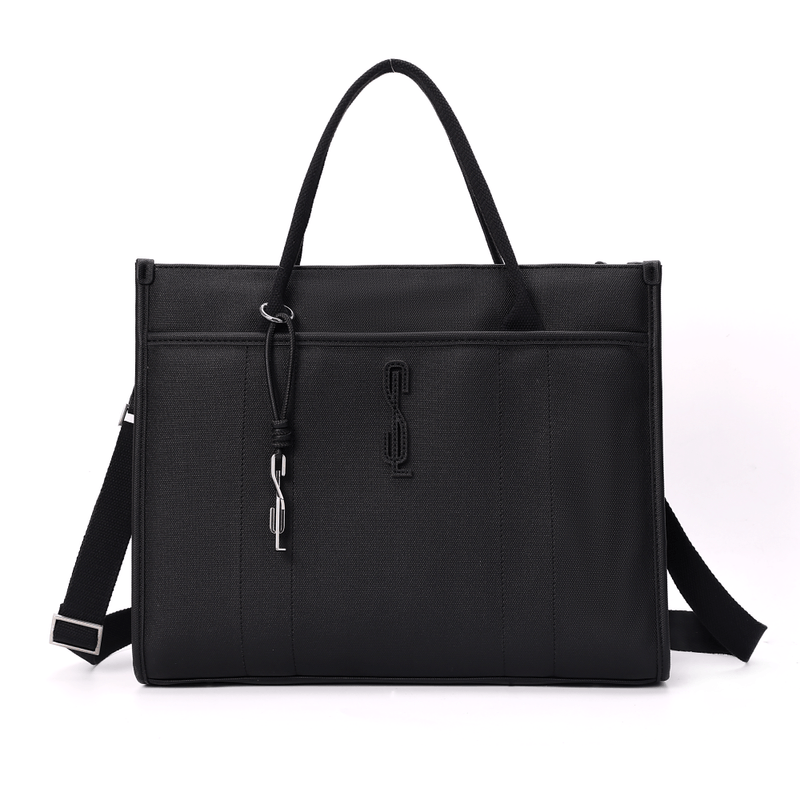 Bolsa Shopper Canvas Preta Duas Alças -