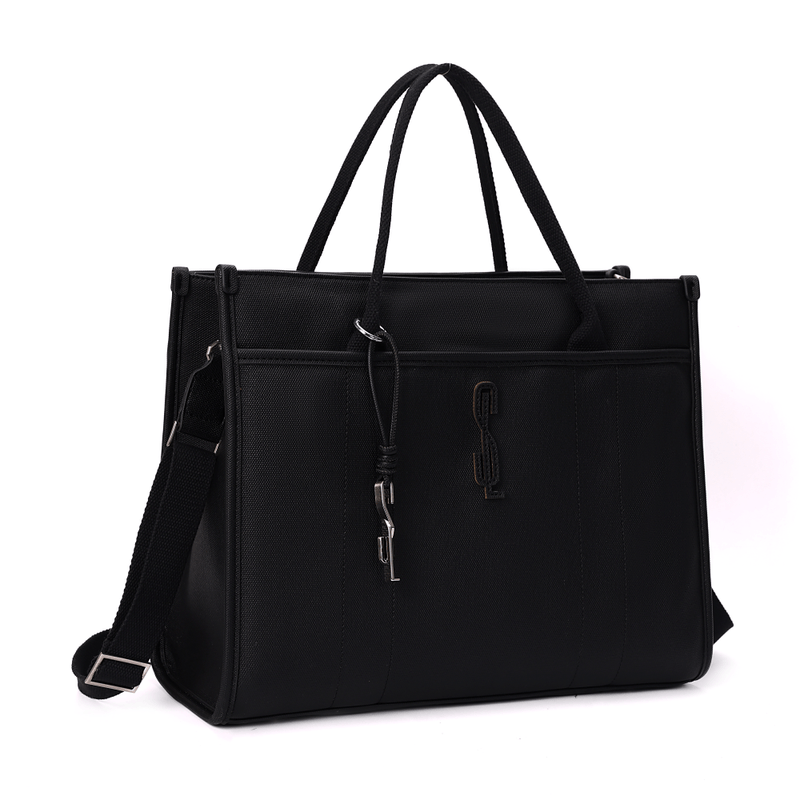 Bolsa Shopper Canvas Preta Duas Alças -