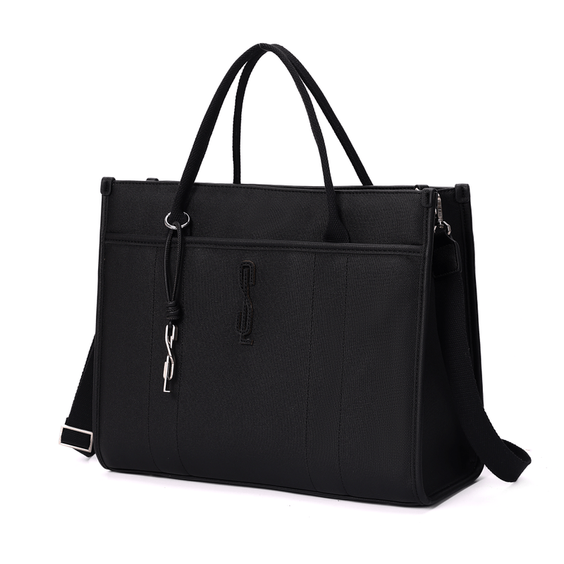 Bolsa Shopper Canvas Preta Duas Alças -