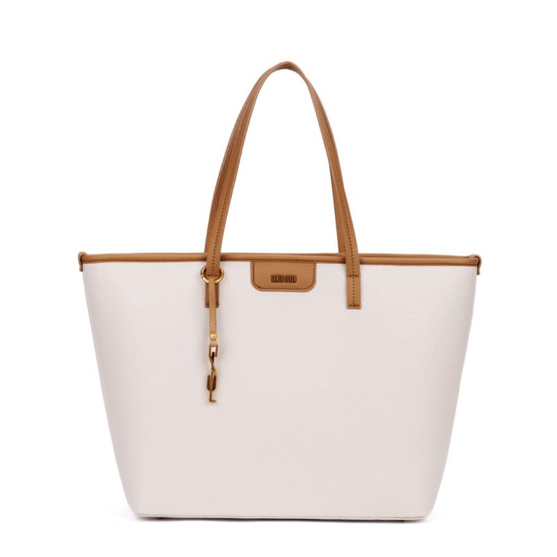 Bolsa Shopper Floater Preta Pesponto Branco -