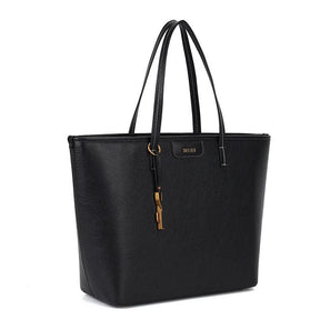Bolsa Shopper Floater Preta Pesponto Branco -