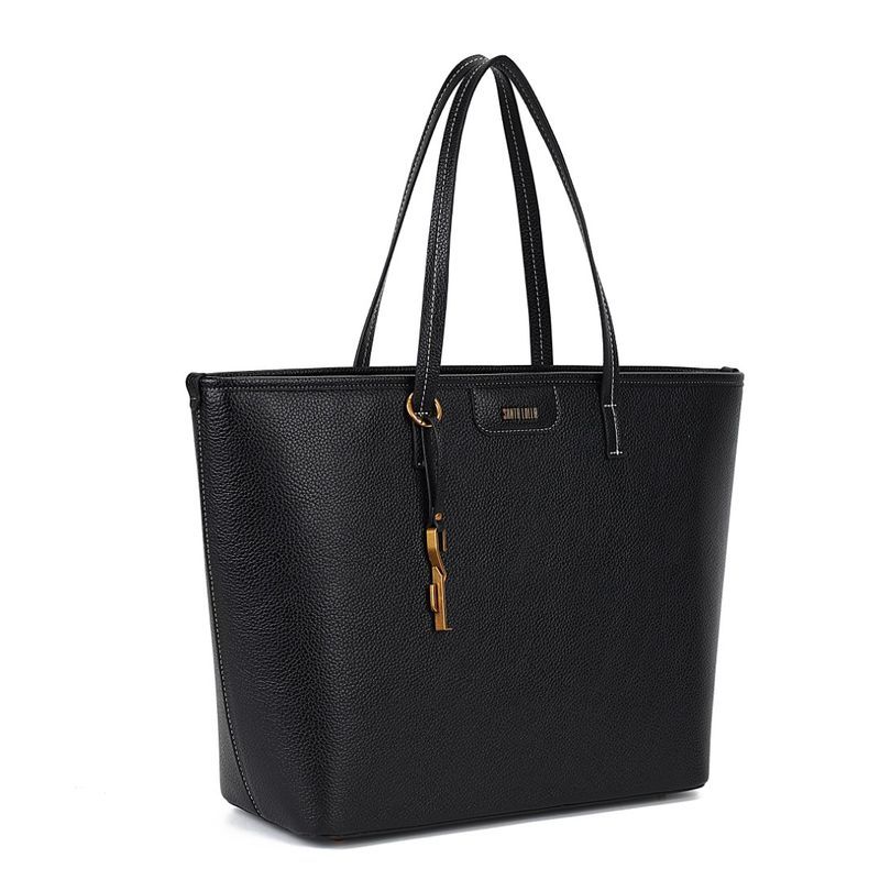 Bolsa Shopper Floater Preta Pesponto Branco -