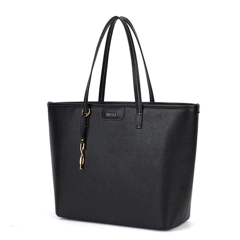 Bolsa Shopper Floater Preta Pesponto Branco -
