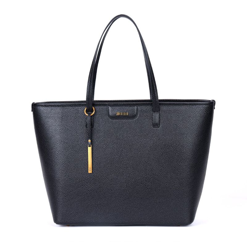 Bolsa Shopper Floater Preta Pesponto Branco -