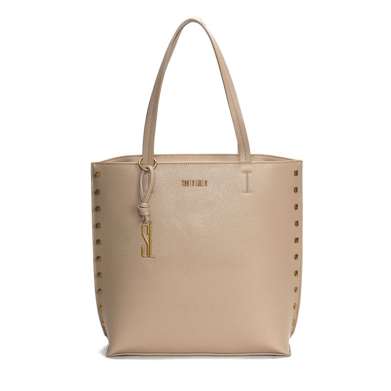 Bolsa Shopper Floater Preta Tachas Alça De Ombro -