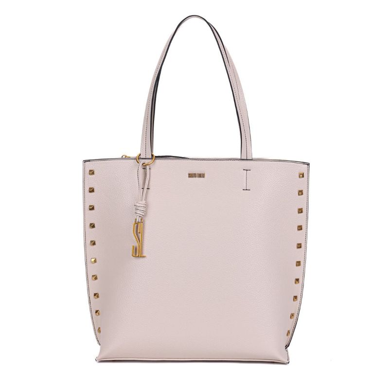 Bolsa Shopper Floater Preta Tachas Alça De Ombro -