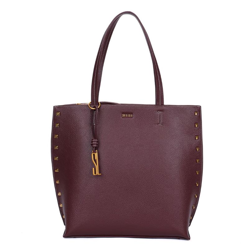 Bolsa Shopper Floater Preta Tachas Alça De Ombro -
