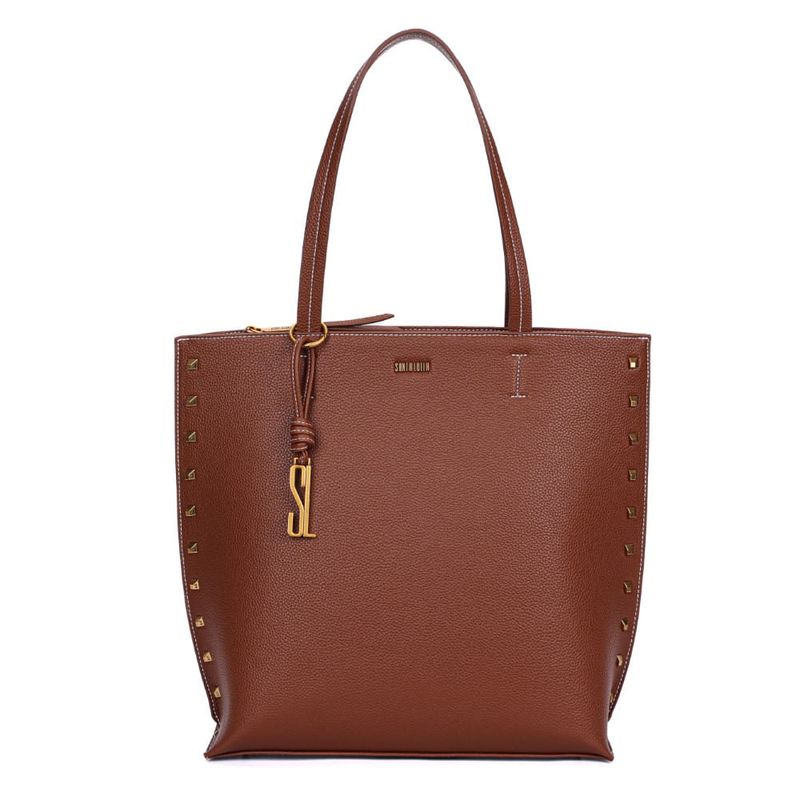 Bolsa Shopper Floater Preta Tachas Alça De Ombro -