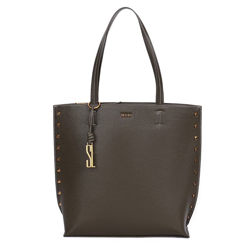 Bolsa Shopper Floater Preta Tachas Alça De Ombro -