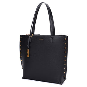 Bolsa Shopper Floater Preta Tachas Alça De Ombro -