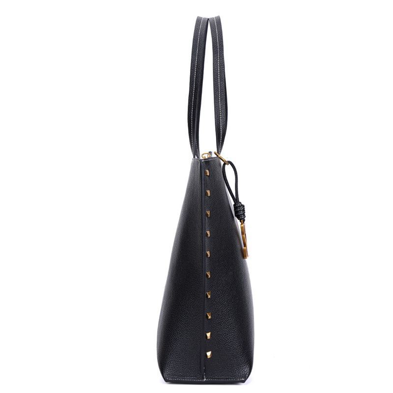 Bolsa Shopper Floater Preta Tachas Alça De Ombro -