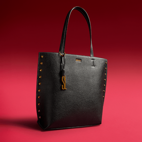 Bolsa Shopper Floater Preta Tachas Alça De Ombro -
