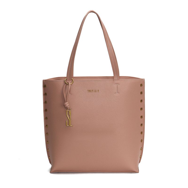 Bolsa Shopper Floater Preta Tachas Alça De Ombro -