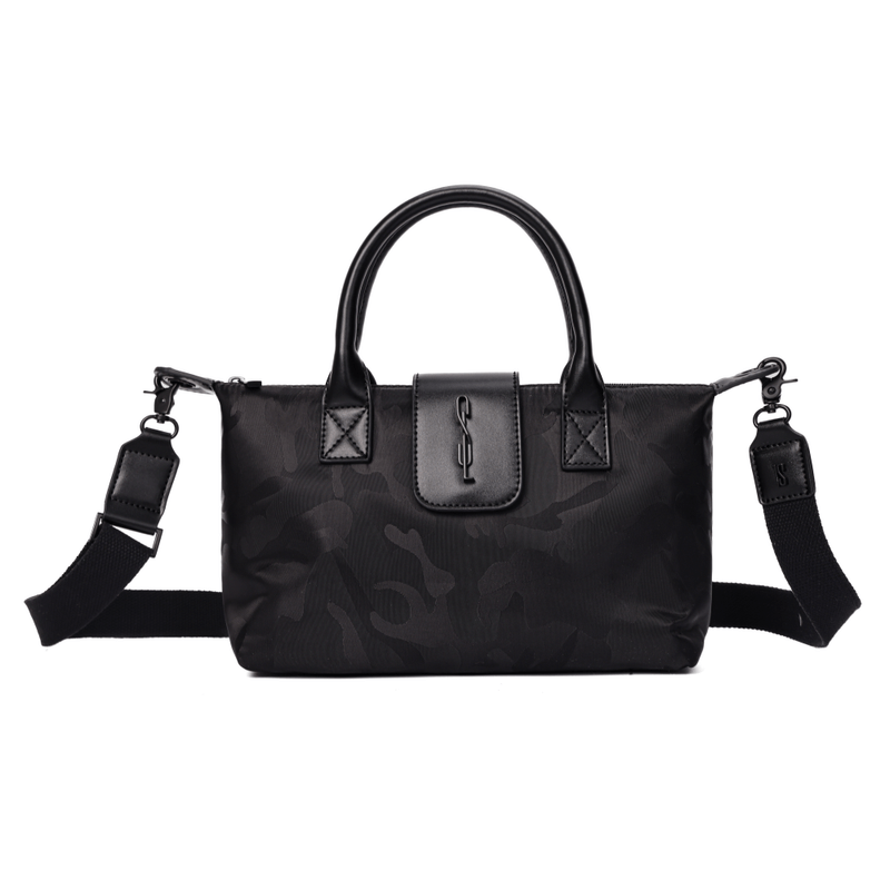 Bolsa Shopper Pequena Nylon Preta Camuflada  Alça Transversal Removível -