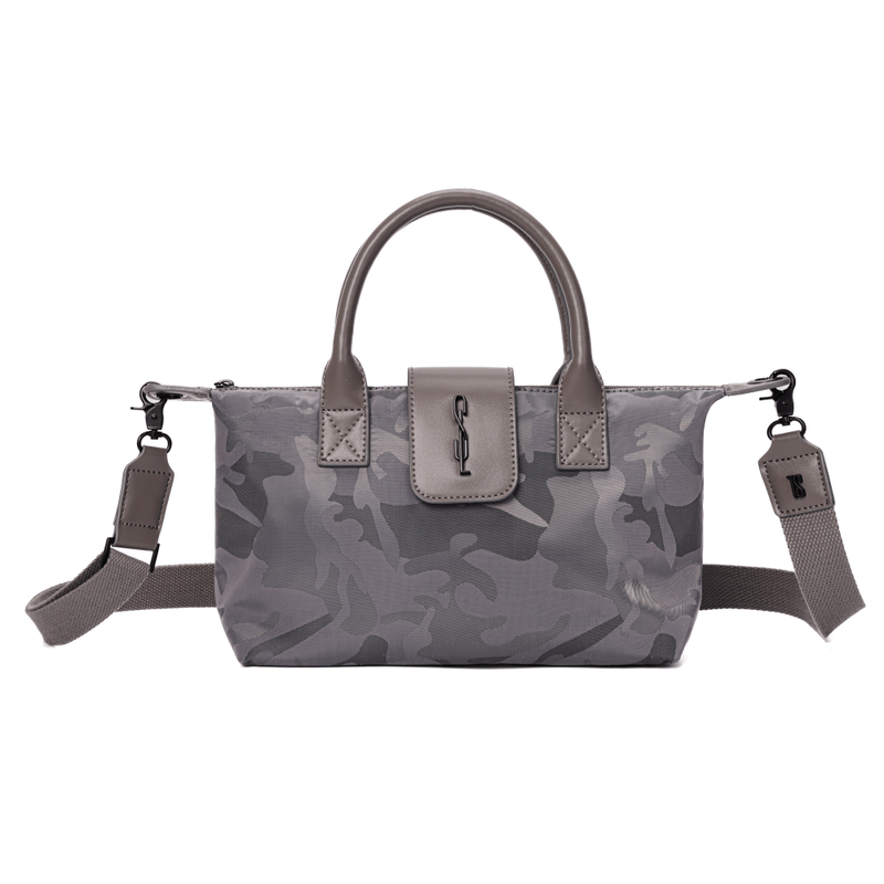Bolsa Shopper Pequena Nylon Preta Camuflada  Alça Transversal Removível -