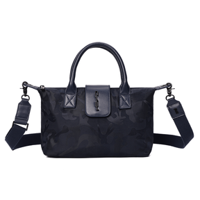 Bolsa Shopper Pequena Nylon Preta Camuflada  Alça Transversal Removível -