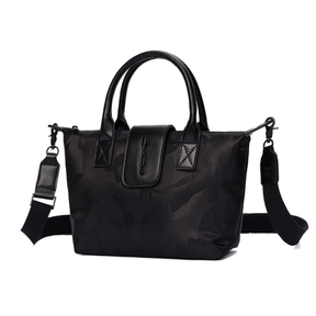 Bolsa Shopper Pequena Nylon Preta Camuflada  Alça Transversal Removível -