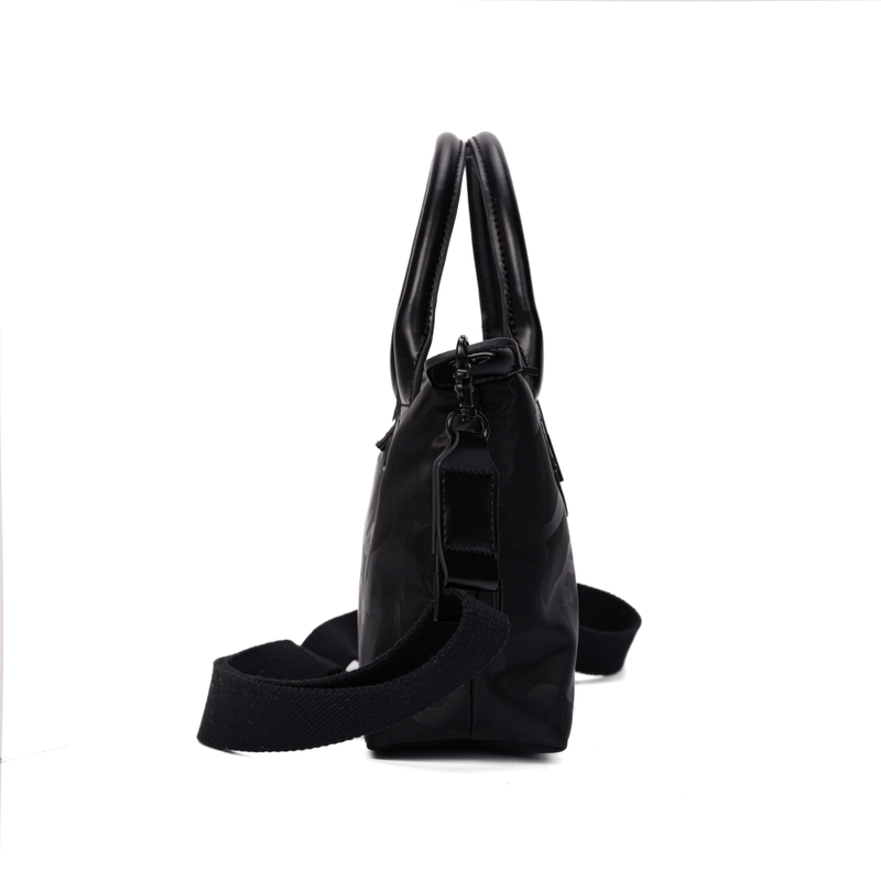 Bolsa Shopper Pequena Nylon Preta Camuflada  Alça Transversal Removível -